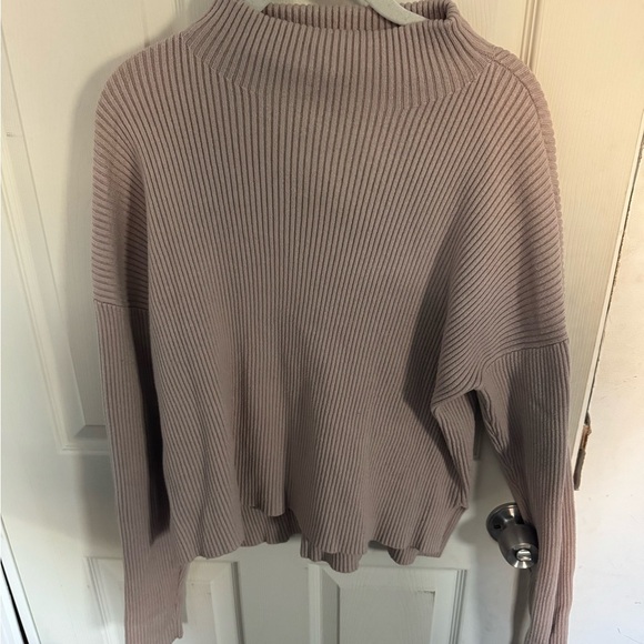 ANTHROPOLOGIE Saturday Sunday Womens Med Cowl Neck Sweater Textured Chevron Tan - Picture 1 of 10
